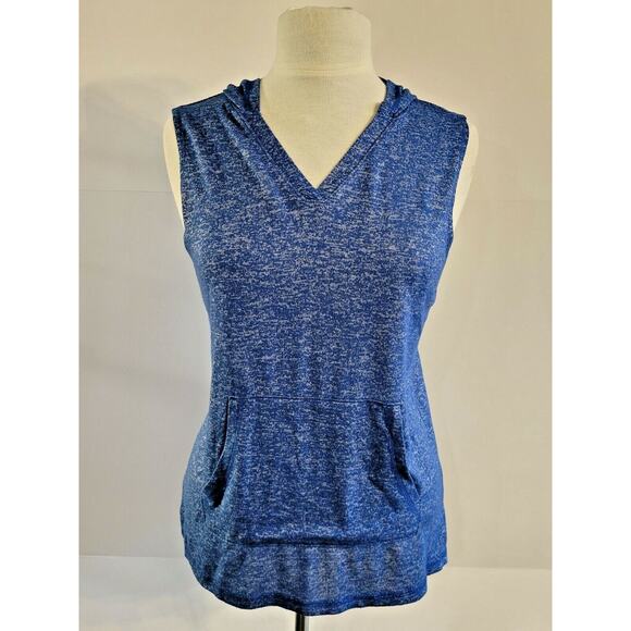 Danskin Now Womens Hooded Athletic Tank Top Sleeveless Size Small Heathered Blue - Picture 1 of 10